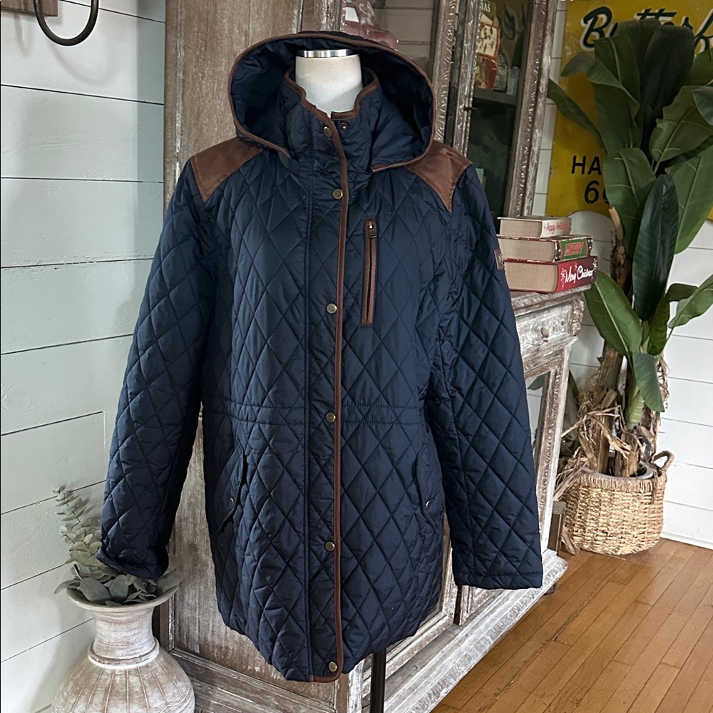 Lauren Ralph Lauren BLACK LABEL HOODED QUILTED JACKET ELBOW CATCH XXL EXCELLENT